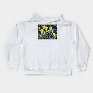 Yellow Tulips and Purple Pansies Kids Hoodie